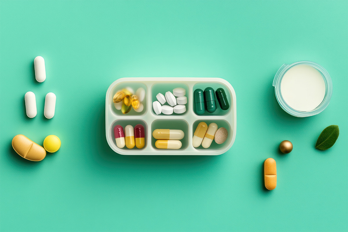 Comprimidos e cápsulas sobre fundo verde ilustrando uso de ceras e parafina em medicamentos